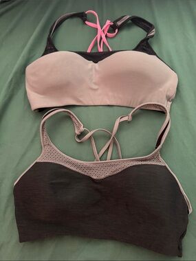 Hanes Pink and Black Wireless Sports Bralette Duo